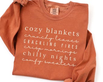 Comfort Colors® Fall Cozy Tshirt, Cozy Season Sweatshirt, Cute Fall Sweater,Fall Tees, Crewneck Sweater, Fall Sweatshirt, Graphic Sweater