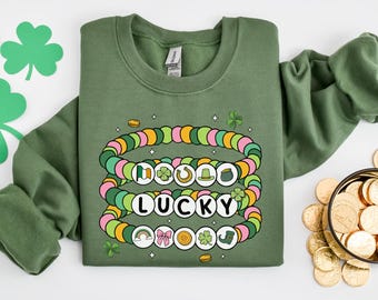 Lucky Charms Sweatshirt, St Patrick's Day Crewneck, Cute Women's Sweater, St. Patty's Day Sweatshirt, Lucky Bracelet Shirt