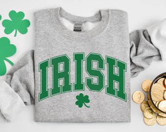 Irisches Retro-Sweatshirt, St. Patricks Day Sweatshirt, glücklicher irischer Pullover, St. Patricks Day Geschenk für Iren, coole St. Patricks Day Vibes