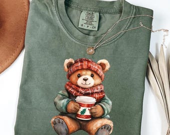 Comfort Colors® Christmas Bear Shirt, Bear Tshirt, Cute Christmas Shirt, Cozy Shirt, Christmas Gift, Xmas Shirt, Xmas Gift, Christmas Tee