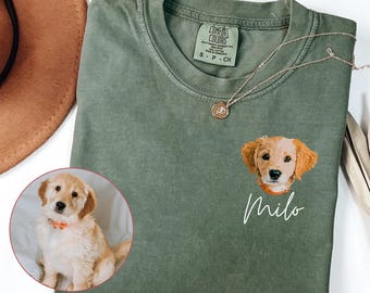 Comfort Colors® Custom Pet Shirt, Pet photo and name, Personalized Pet Portrait Shirt, Custom Dog Cat Graphic Tee, Pet Lover Gift, Dog Lover