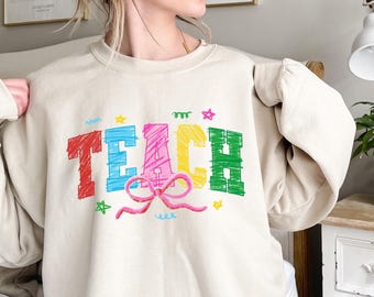 Camiseta Teach Crayon, Camiseta de volta às aulas, Camiseta de volta às aulas, Camiseta de professor, Agradecimento ao professor, Camiseta retrô de professor, Presente de professor