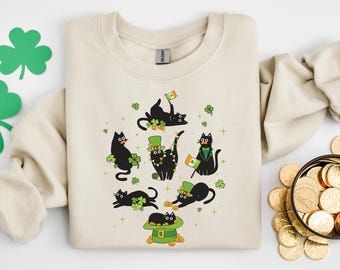 Cat Funny St. Paddy's Tee,Irish Sweatshirt,Irish Crewneck,St Patricks Day Sweatshirt,Fit Shaced,Lucky Sweatshirt, Cat Shirt, Cat St Patricks