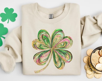 Sweat-shirt trèfle Saint-Patrick, sweat-shirt trèfle irlandais, sweat-shirt Saint-Patrick pour femme, sweat à capuche Saint-Patrick, pull Saint-Patrick