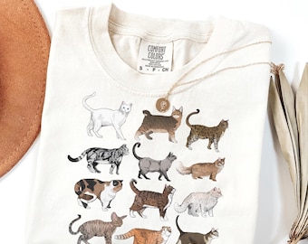 Camiseta de gatos Comfort Colors®, camiseta retro de gatito, regalo para amantes de los gatos, camisetas lindas de gatos, camiseta de mamá gata, camiseta con patas de gato, camiseta de mamá gata