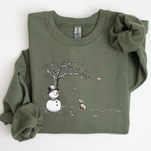 Sudadera navideña de muñeco de nieve y perro, camiseta de muñeco de nieve, camiseta navideña, sudadera navideña, sudadera navideña, camiseta navideña para perro