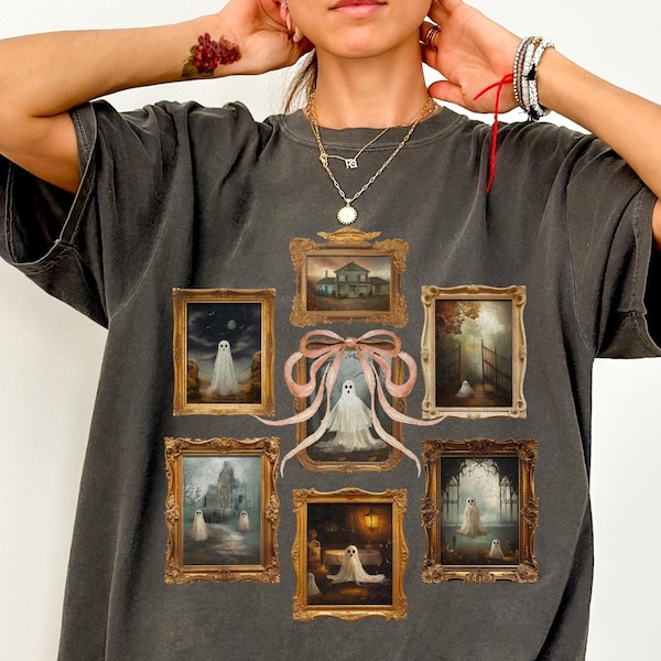 Comfort Colors® Retro Ghost Frames Shirt, Halloween Ghost Shirt, Spooky Season Ghost Tee, Halloween Cute Outfit, Halloween Gift, Coquette