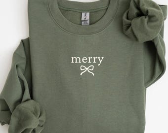 Moletom minimalista de Feliz Natal, camiseta de família de Feliz Natal, moletom fofo de Natal, suéter de Natal, camiseta de presente de Feliz Natal