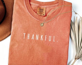 Comfort Colors® Thankful Shirt, Thanksgiving Tshirt, Cute Fall Crewneck, Fall Shirt, Religious Gift Idea, Retro Fall Season, Autumn Tees