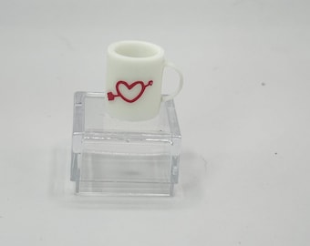 1:12 Scale Miniature Valentine’s White Mugs | Valentine Dollhouse Kitchen Decor, Holiday Accessories, Dollhouse Decorations