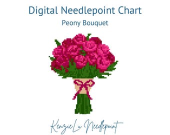 Peony Bouquet Needlepoint Chart Digital Download