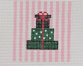 Preppy Christmas Present Stack Needlepoint Canvas Beginner Friendly 13 Mesh Canvas Stitch Painted