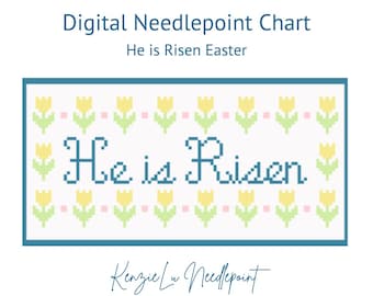 Schema per ricamo a punto croce di Pasqua "Egli è risorto" (download digitale)