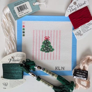 Merry Preppy Christmas Needlepoint Canvas Beginner Friendly 13 Mesh Canvas Stitch Painted