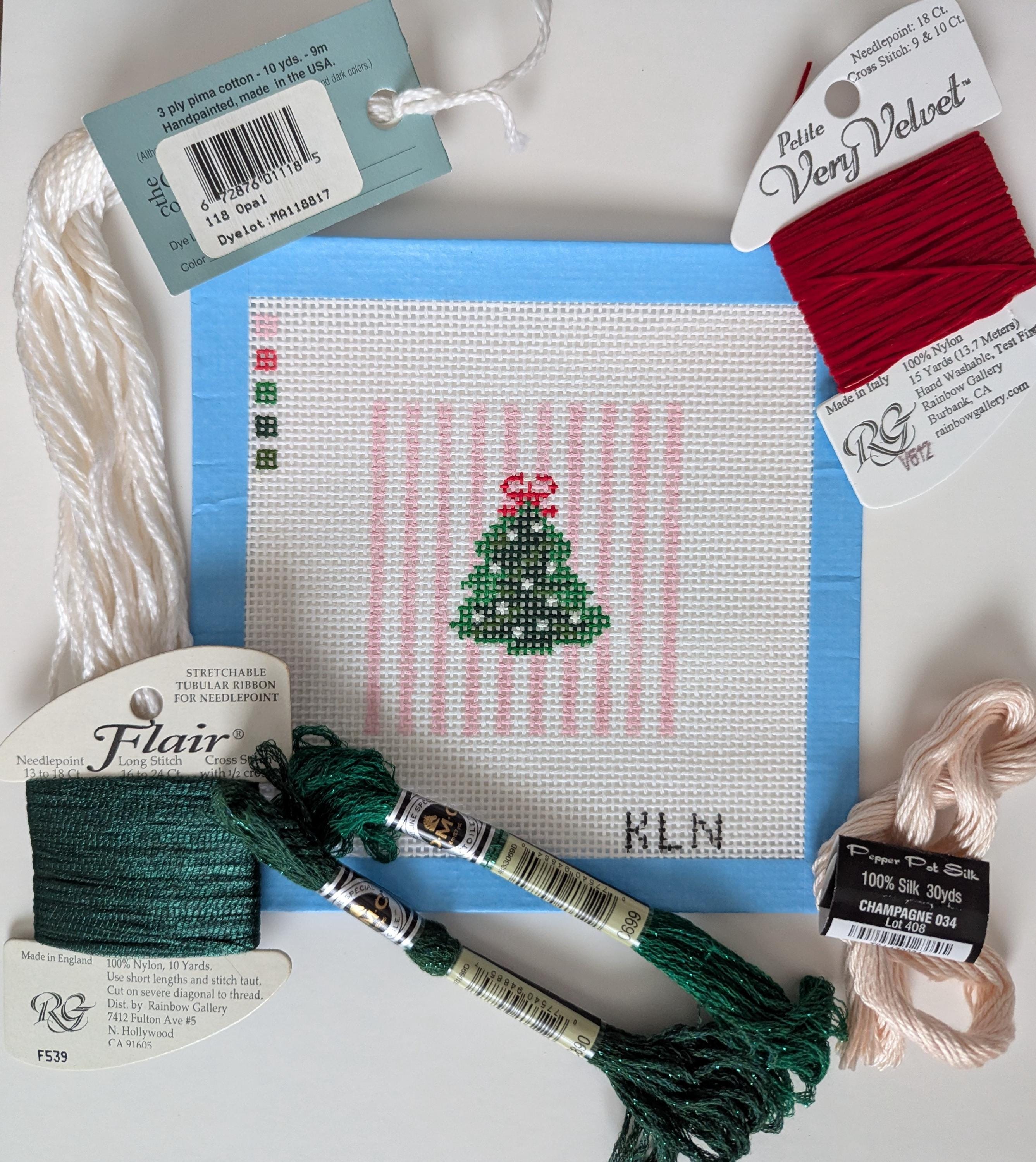 Merry Preppy Christmas Needlepoint Canvas Beginner Friendly 13 Mesh Canvas Stitch Painted
