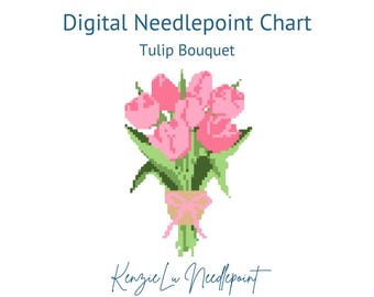 Tulip Bouquet Spring Easter Needlepoint Chart Digital Download