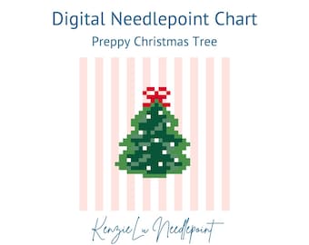Preppy Christmas Tree Needlepoint Chart Digital Download