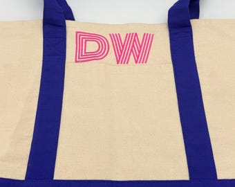 Personalized Boat Tote – Custom Initials Embroidery Tote Bag