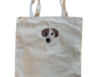 Bolsa de lona bordada con retrato de mascota personalizado