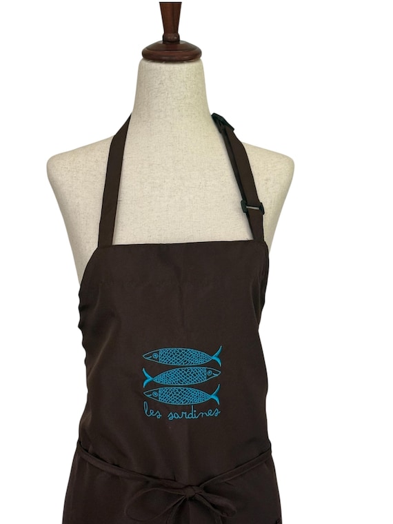 Embroidered Sardine Apron: Waterproof Kitchen Accessory