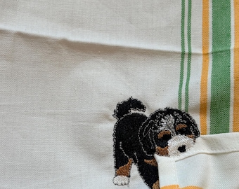Adorable paño de cocina de montaña bernés: ¡un toque de picardía para tu cocina!