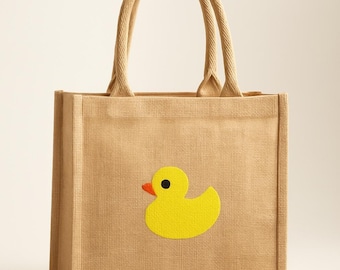 Bolsa de arpillera bordada con monograma de pato Crusing