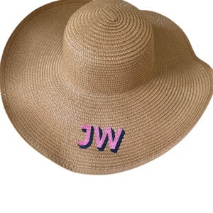 Personalized Embroidered Monogram Straw Sun Hat – Custom Summer Beach Hat