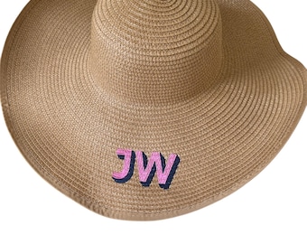 Personalized Embroidered Monogram Straw Sun Hat – Custom Summer Beach Hat