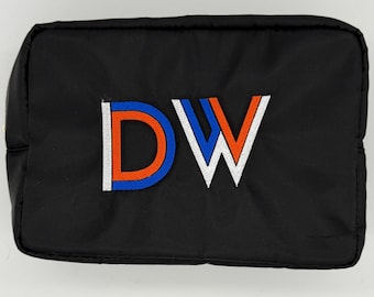 Bolsa de viaje con cremallera y monograma: bolsa de cosméticos de nailon impermeable