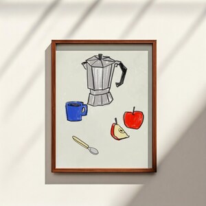 breakfast art, cafe art, breakfast illustration, still life, still life art, doodle, original art, digital prints, printables, wall art