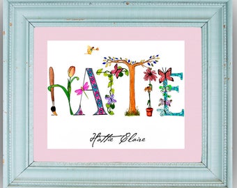 11X14 Matted Personalized Name Art