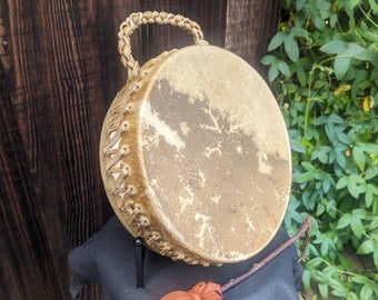 Native American Drum - Rawhide Drum, Double Sided Drum, Buffalo skin Drum, 12 inch Drum, Sweatlodge Drum, Hand Drum, Native Drum, Inipi Drum