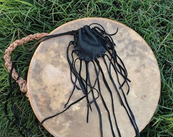 Buckskin Medicine Pouch - Deerskin Medicine Pouch, Leather Native American Bag, Leather Pouch Necklace, Medicine Bag Necklace, Fringe Bag