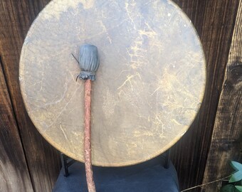 Handmade Buffalo Rawhide Drum – 18 Inch Native Ceremony Drum