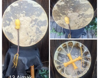 Native American Drum - Rawhide Drum, Buffalo skin Drum, 18 inch Drum, Ceremony Drum, Hand Drum, Buckskin Drum, Drum Stick, Maya Nahual Ajmak