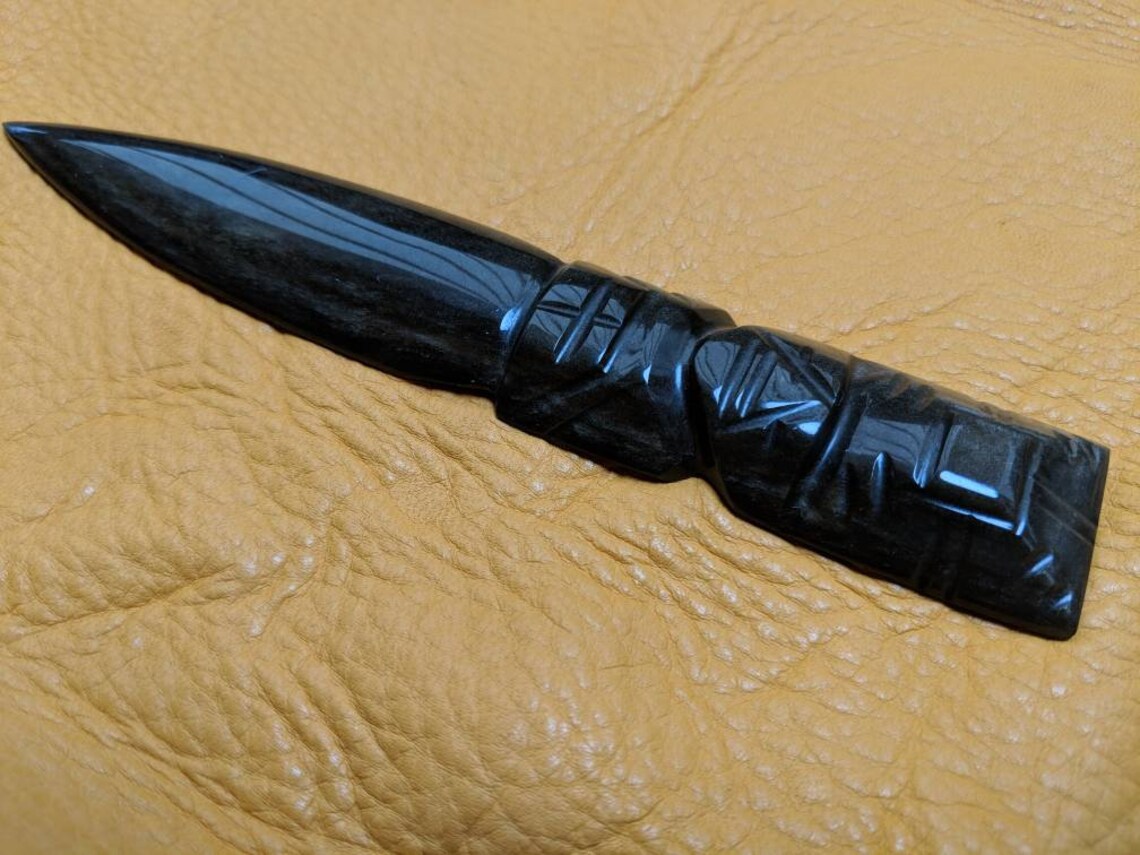 Obsidian Knife Tecpatl Obsidian Tijax Ceremonial Knife Etsy