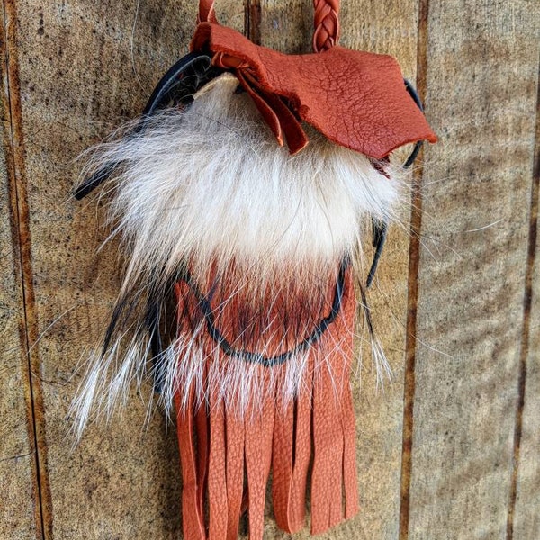 Badger Spirit Medicine Pouch - Deerskin Medicine Pouch, Leather Pouch, Native American Bag, Medicine Bag, Buckskin Pouch, Animal Totem, Fur