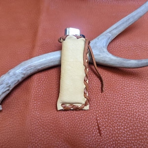 Buckskin Lighter Case - Leather Pouch for Lighter, Deerskin Pouch, Deerskin Lighter Case, Tobacco Smoker, Ceremonial Deerskin Pouch