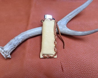 Buckskin Lighter Case - Leather Pouch for Lighter, Deerskin Pouch, Deerskin Lighter Case, Tobacco Smoker, Ceremonial Deerskin Pouch