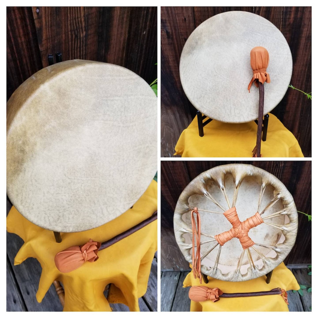 Native American Drum Rawhide Drum, Buffaloskin Drum, 12 Inch Drum