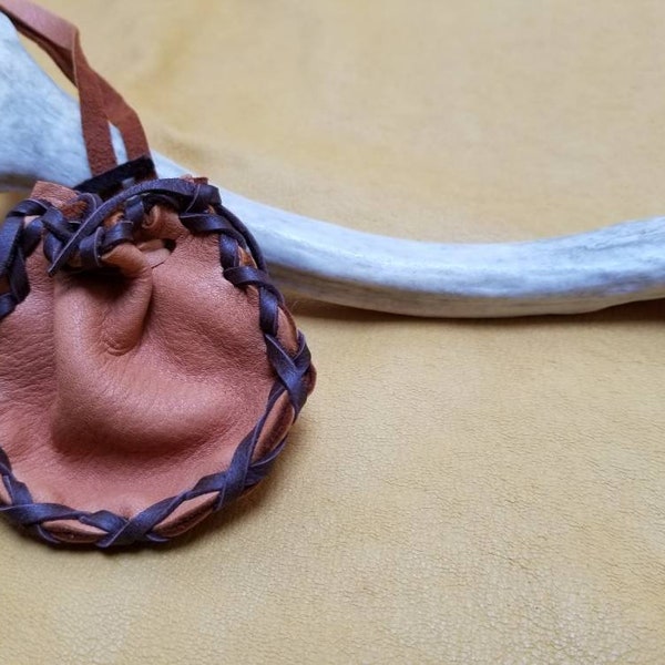 Buckskin Medicine Pouch - Deerskin Medicine Pouch, Leather Native American Bag, Leather Pouch Necklace, Medicine Bag Necklace, Deerskin Bag