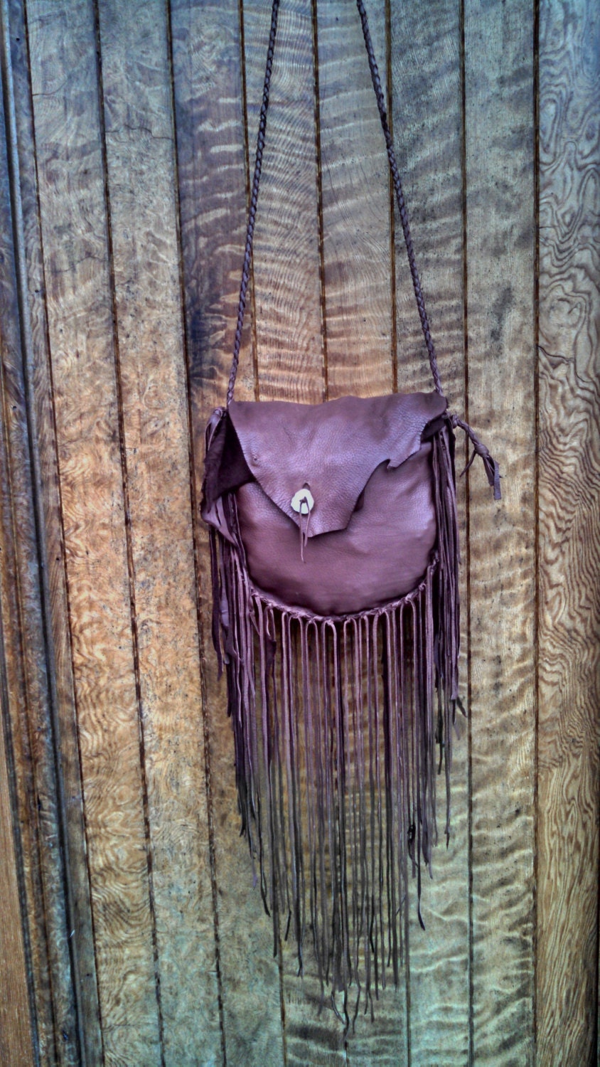 Native American Artisan Handmade Leather Fringe Purse / Crossbody Bag NWOT