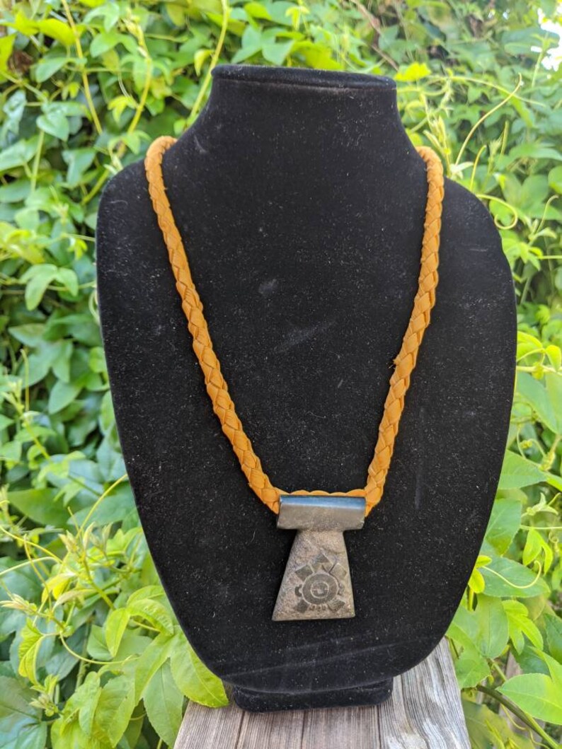 Native American Necklace Ollin Deerskin Necklace Leather Necklace Holistic Healing Guatemalan Jade Necklace Carved Jade Necklace