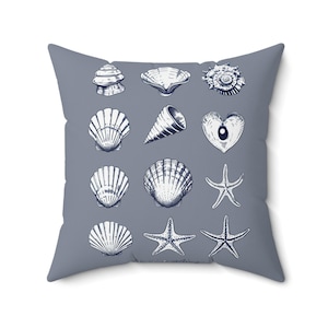 Seashells Throw Pillow, Beach House Decor Pillow, Coastal Pillow, Nautical Home Decor Pillow