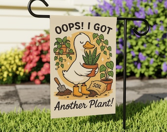 Grappige eend tuinman buitenvlag, plantenliefhebber cadeau