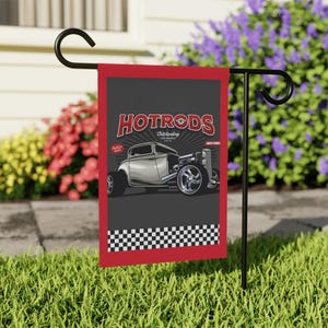Hotrod Outdoor Flag, Classic Car Decor, Automotive Fan Gift, Garage Decor, Racing Flag, Vintage Vehicle Flag, Hot Rod Lovers, Man Cave Decor