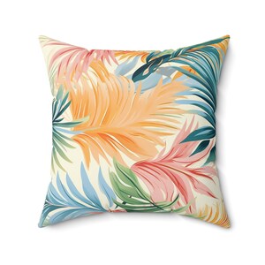 Tropical Leaves Pillow: Colorful Botanical Home Decor