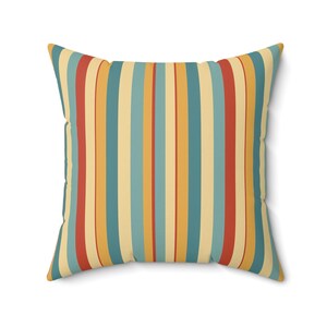 Retro Stripe Pillow, Colorful Striped Throw Pillow, Decorative Cushion, Vintage Style Pillow, Home Decor Pillow