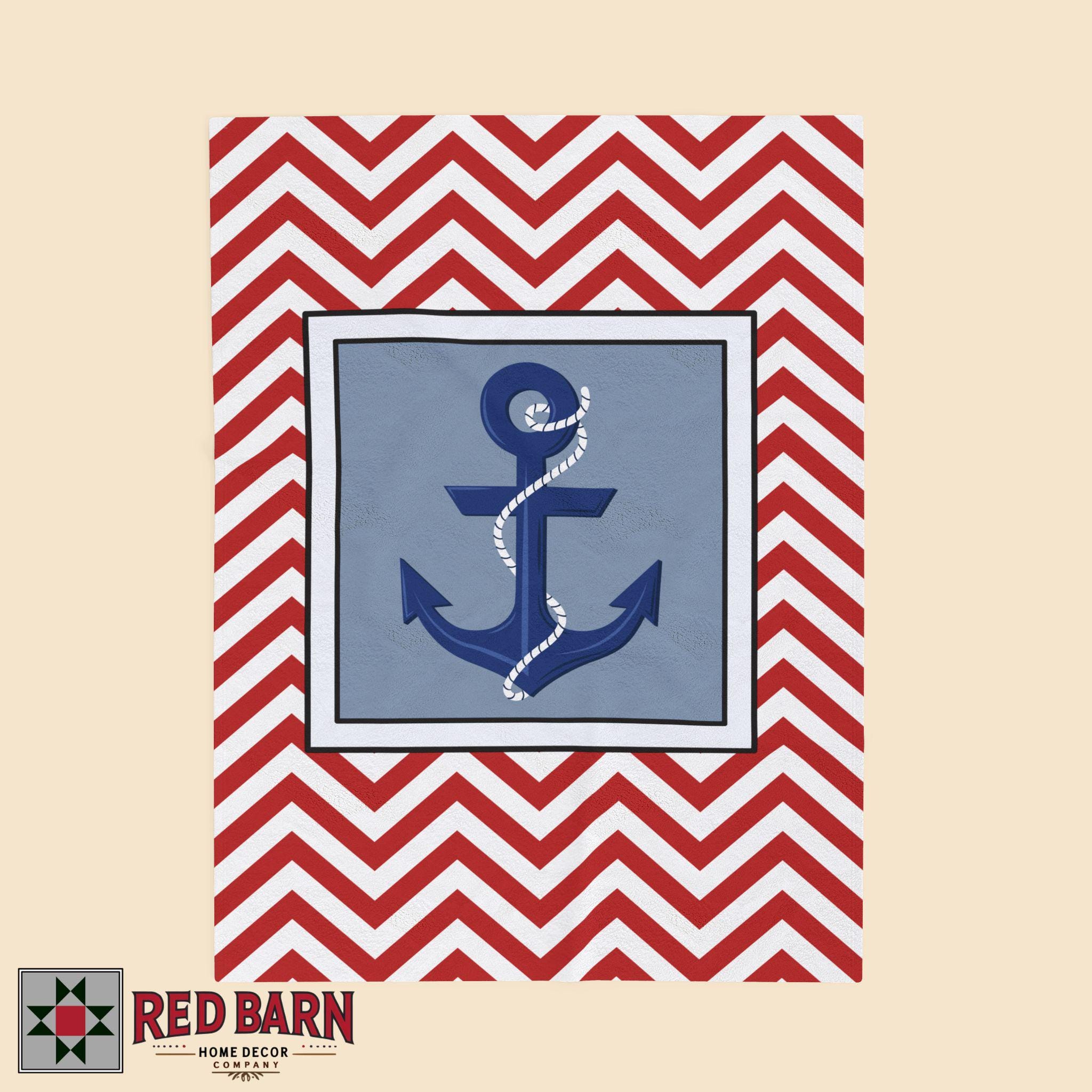 Nautical Anchor Fleece Blanket: Red Chevron Coastal Decor - Etsy New Zealand, image size:2048x2048