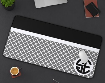 Personalized Monogram Desk Mat: Geometric Office Decor